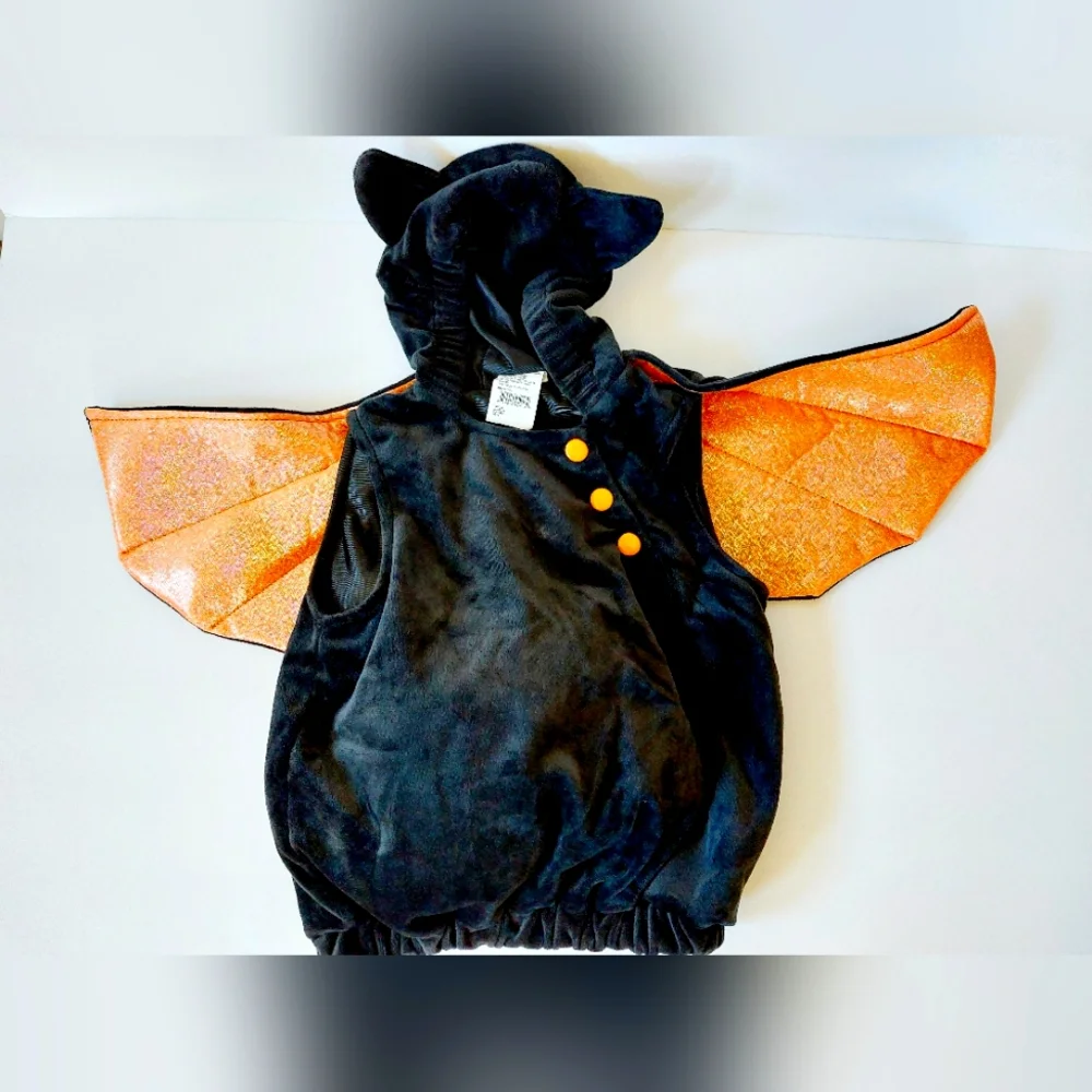 Black Bat Costume with Orange Metallic Wings size‎ 0-6 months Infant Halloween